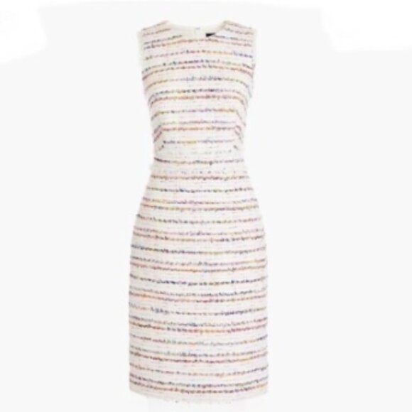 J. Crew Tweed Fringe Sheath Dress Multicolor Rainbow Classic Confetti - Picture 1 of 13